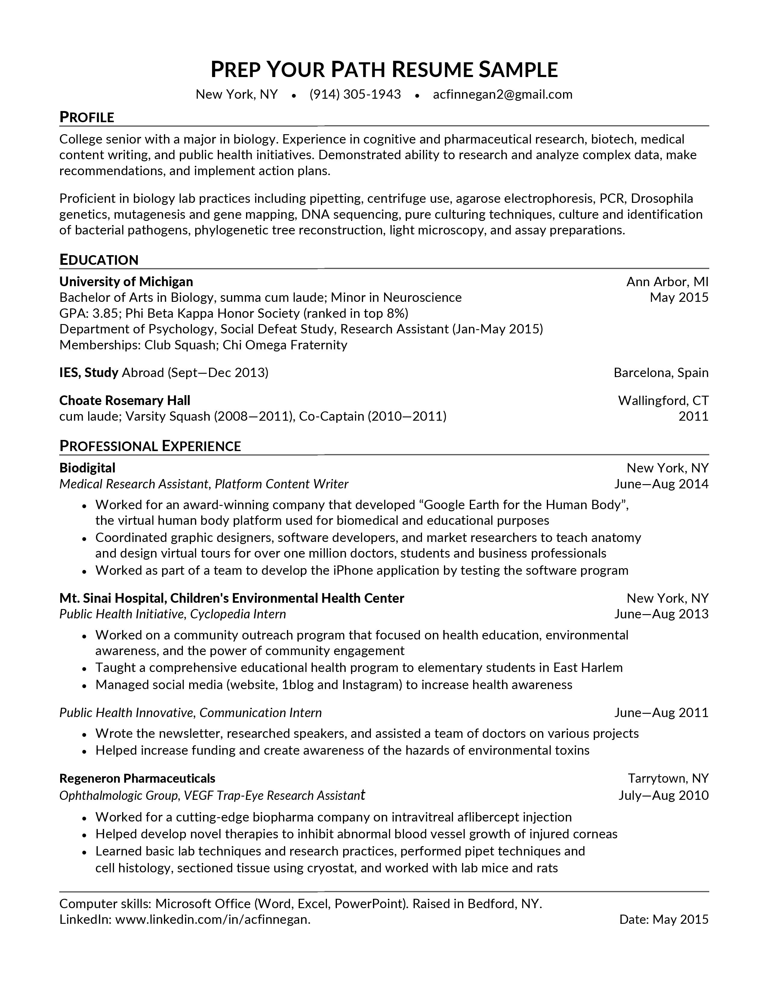 College / Recent Grad Resume - After