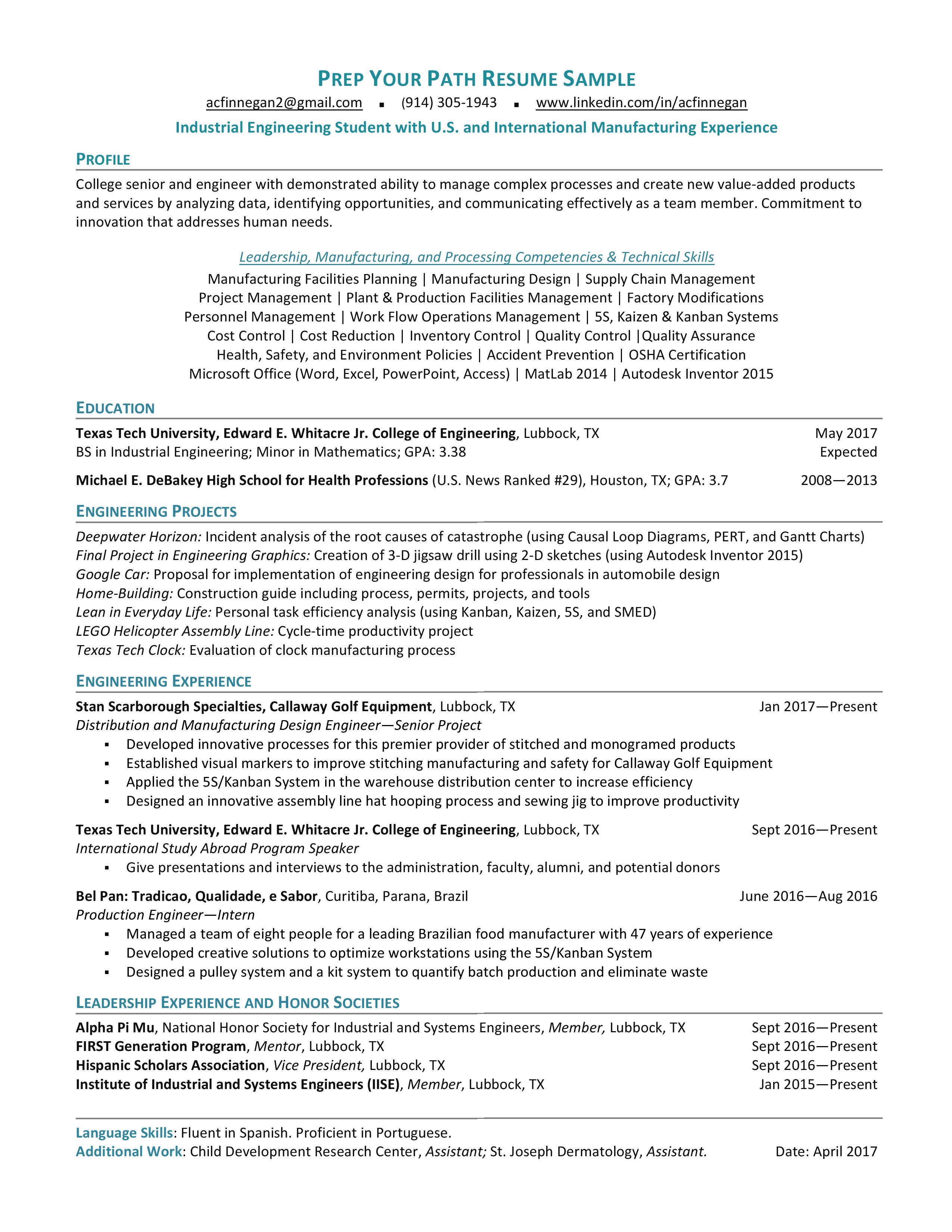 College / Recent Grad Resume