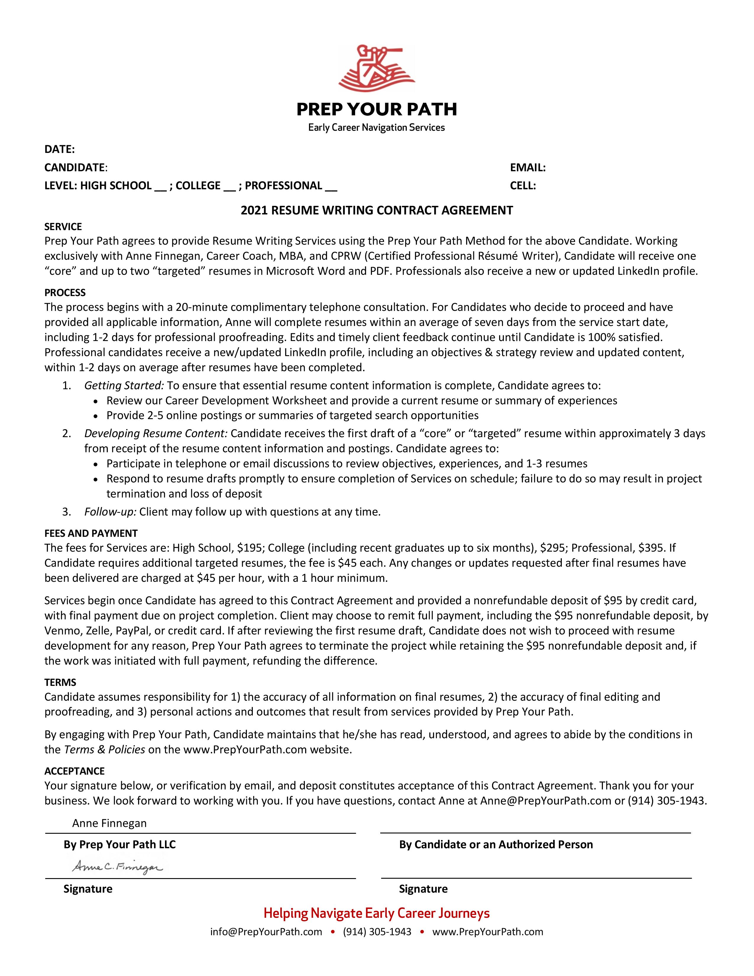 Prep Your Path Client Contract Agreement